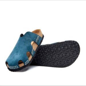 Comfortfusse Shoe 40 9.5 Blue  Leather Suede Clogs Orthopedic Arch Support NEW